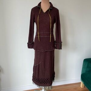 Burning Torch Brown Skirt Set